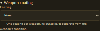 Expanded weapon coating selector
