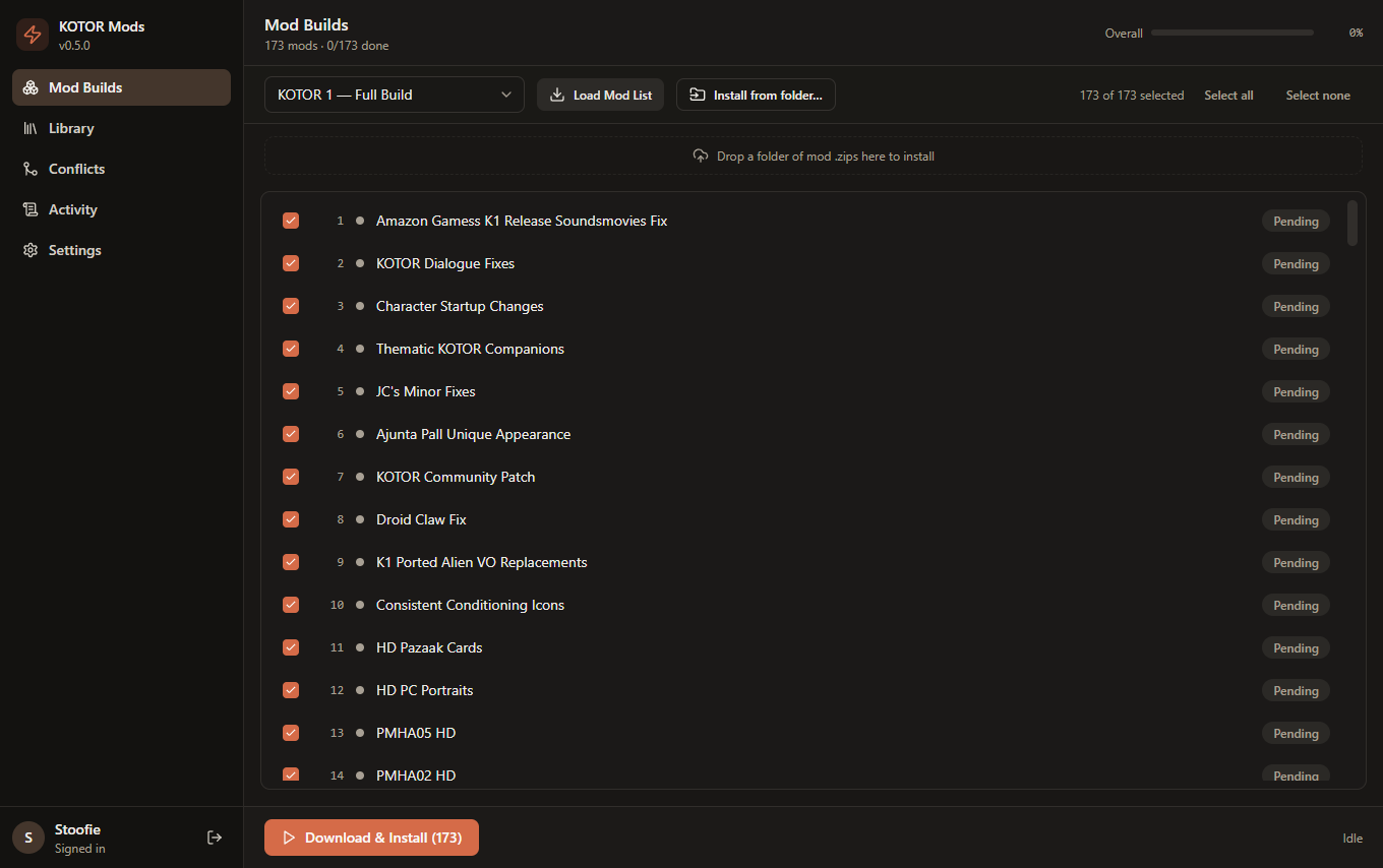 Mod Builds - a full recommended build loaded and ready to install