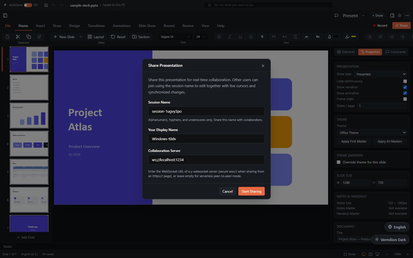 Share/collaboration dialog