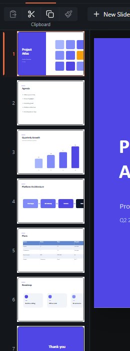 Slides panel