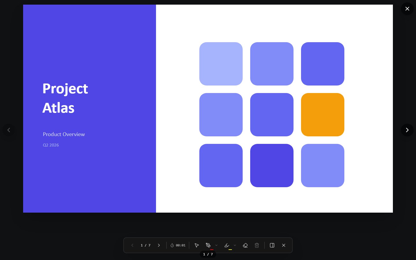 Slideshow toolbar